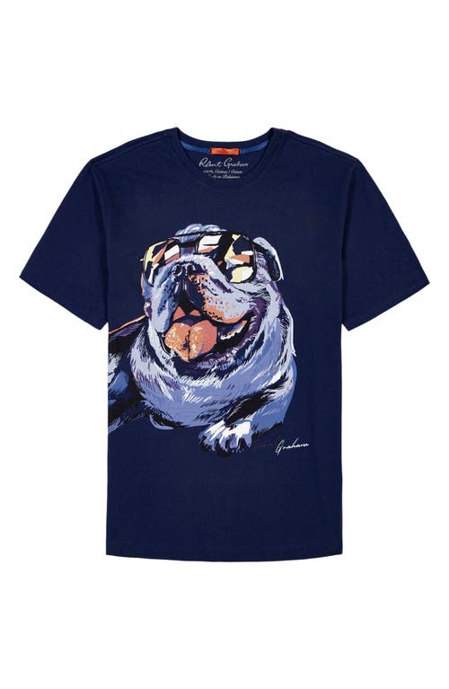 Robert Graham Shades of Graham Bulldog Cotton Graphic T-Shirt in Navy 