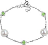 DELMAR 8.5-9mm Cultured Freshwater Pearl & Stone Station Bracelet