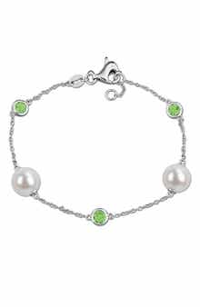 DELMAR 8.5-9mm Cultured Freshwater Pearl & Stone Station Bracelet