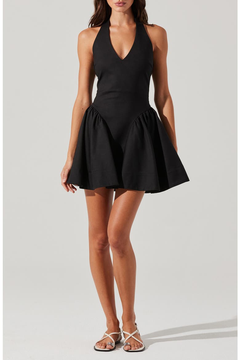 Meana Cotton Blend Halter Minidress, Main, color, BLACK