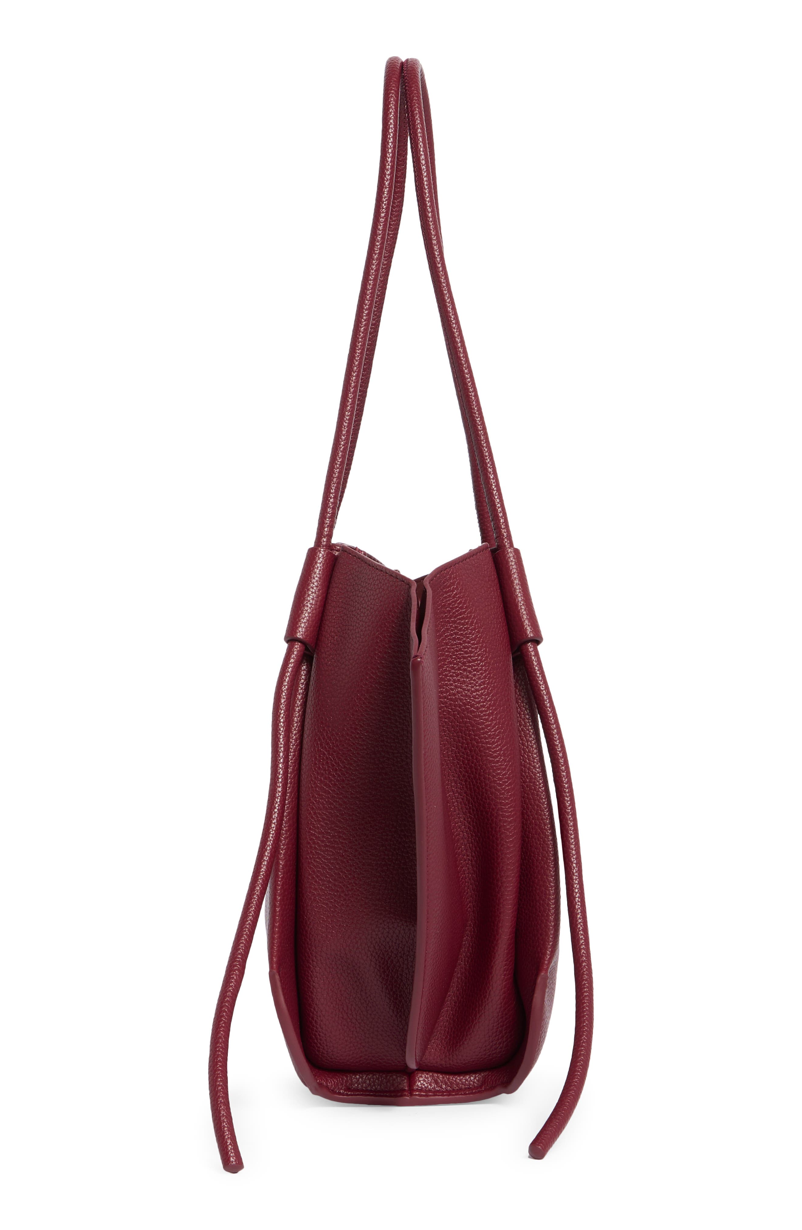 Nala Faux Leather Wide Tote, Alternate, color, BURGUNDY PEBBLED