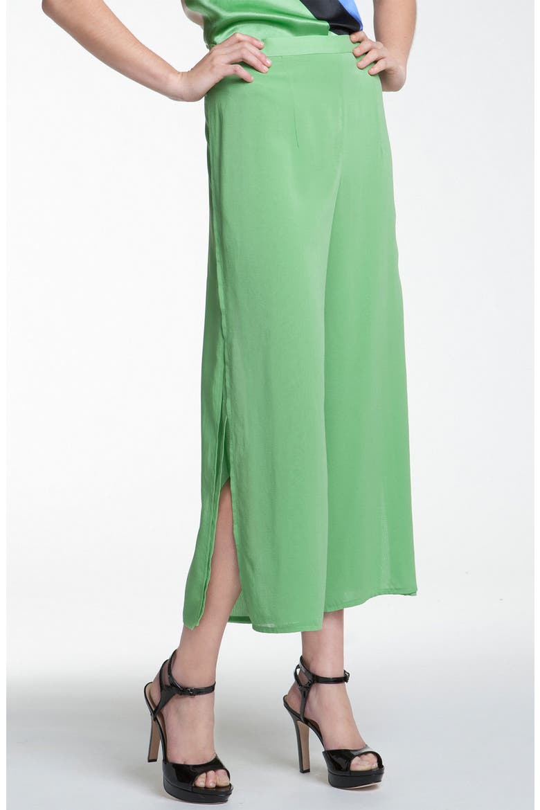 Stretch Silk Gaucho Pants, Main, color, PISTACHIO