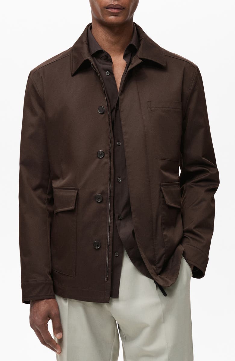 MANGO Essentials Water Repellent Cotton Blend Jacket, Main, color,