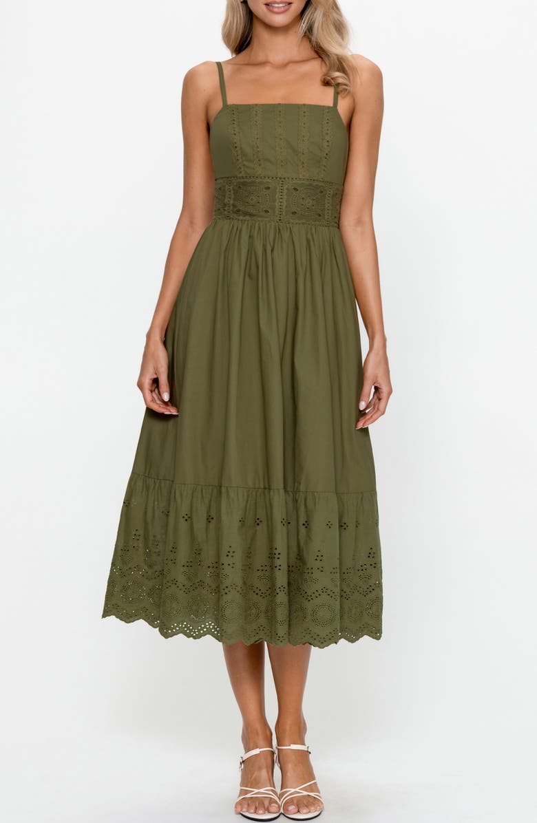 PS By Cupshe Embroidered Sleeveless Cotton Midi Dress, Alternate, color,