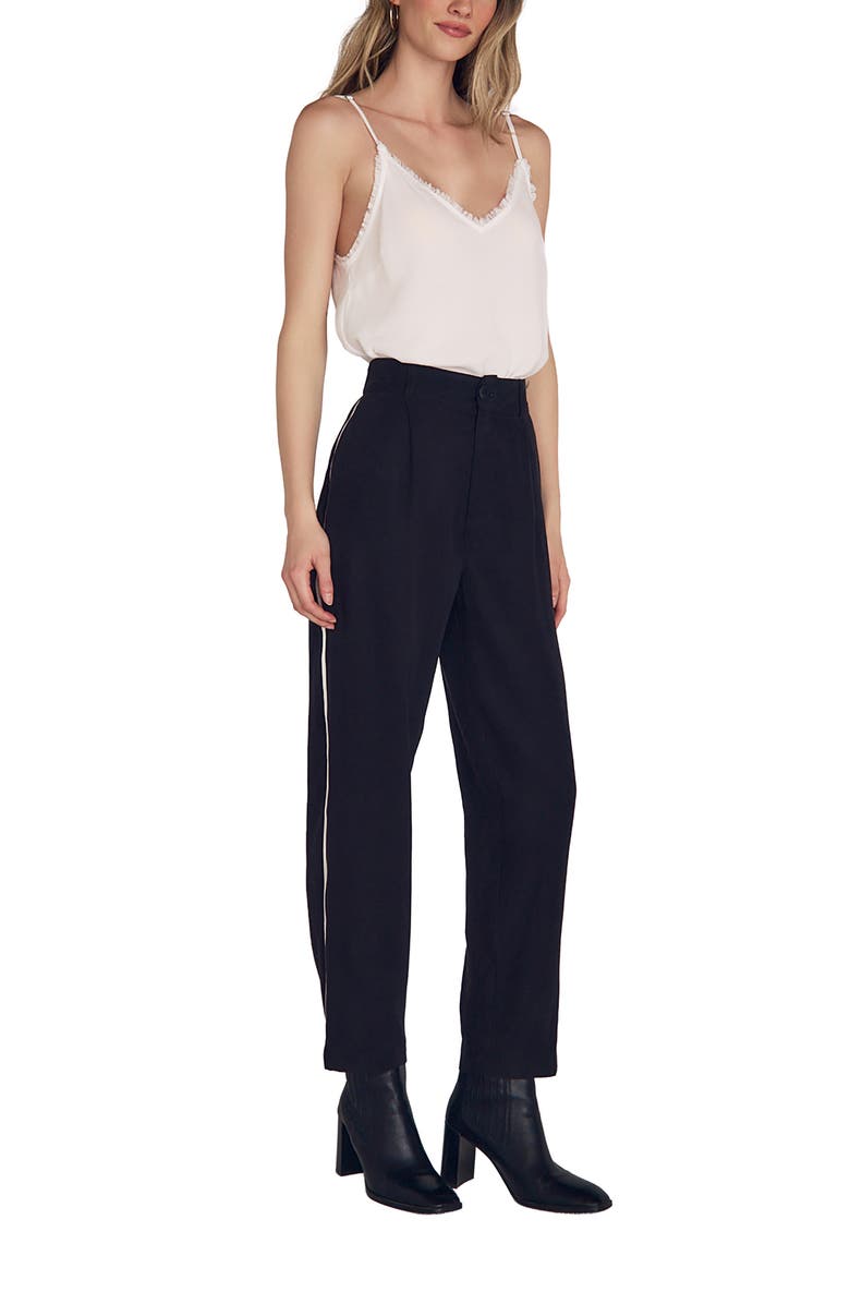 Bella Dahl Piped High Waist Ankle Pants, Alternate, color, Black