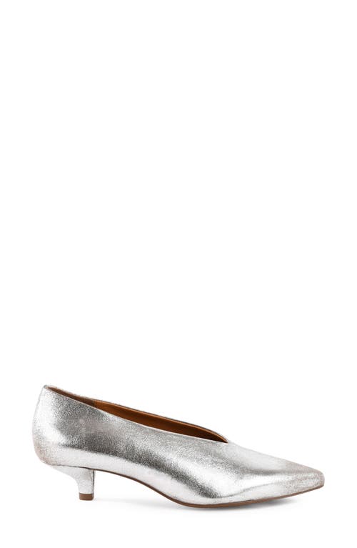 Seychelles Libertine Pointed Toe Kitten Heel Pump In Silver