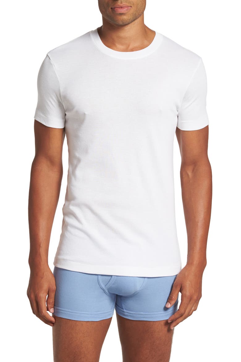 Pima Cotton Slim Fit Crewneck T-Shirt, Main, color, WHITE