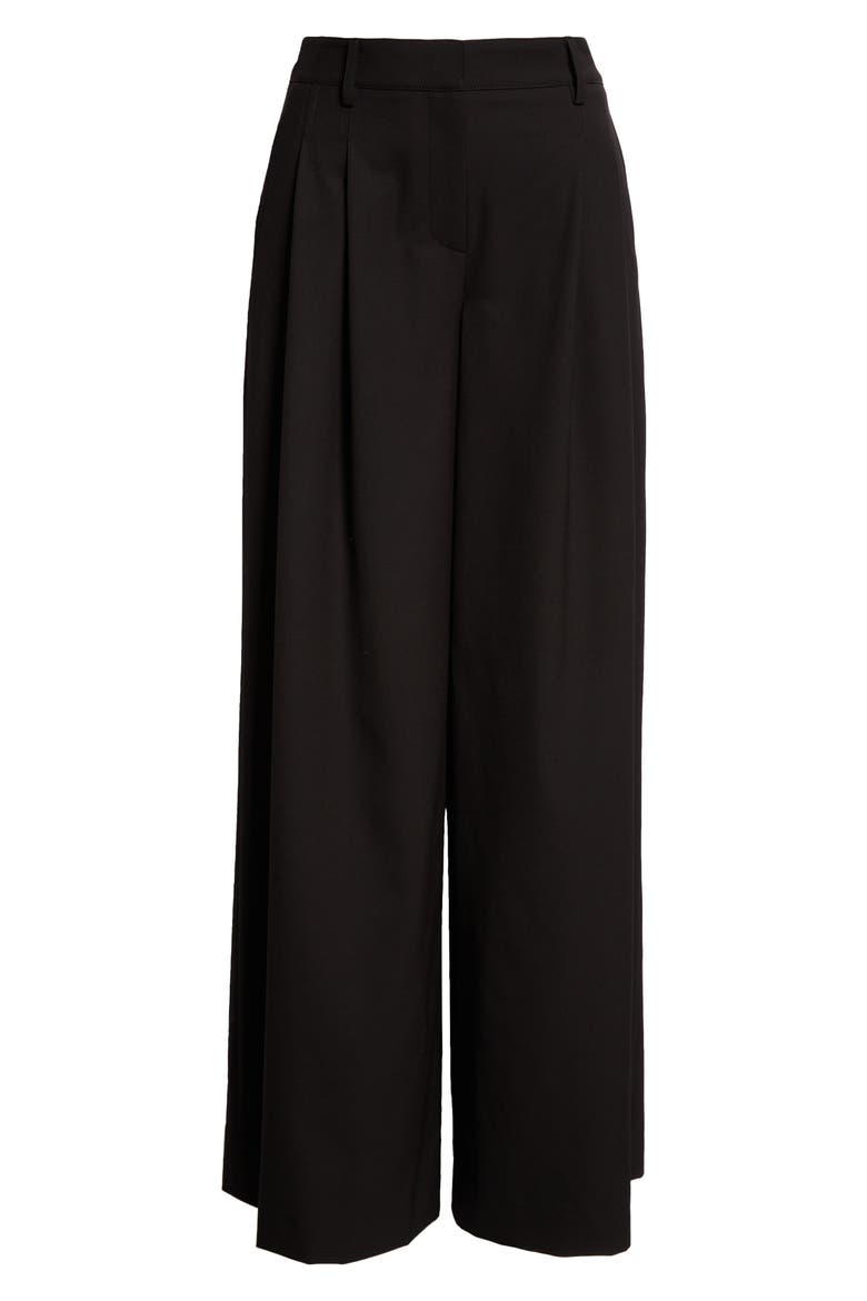 New Didi Wool Stretch Twill Wide Leg Pants, Alternate, color, BLACK