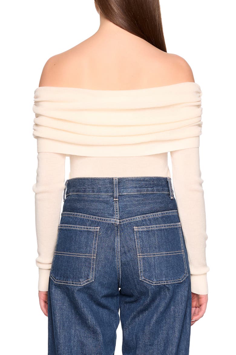 Off the Shoulder Merino Wool Sweater, Alternate, color, BELGIAN CREME