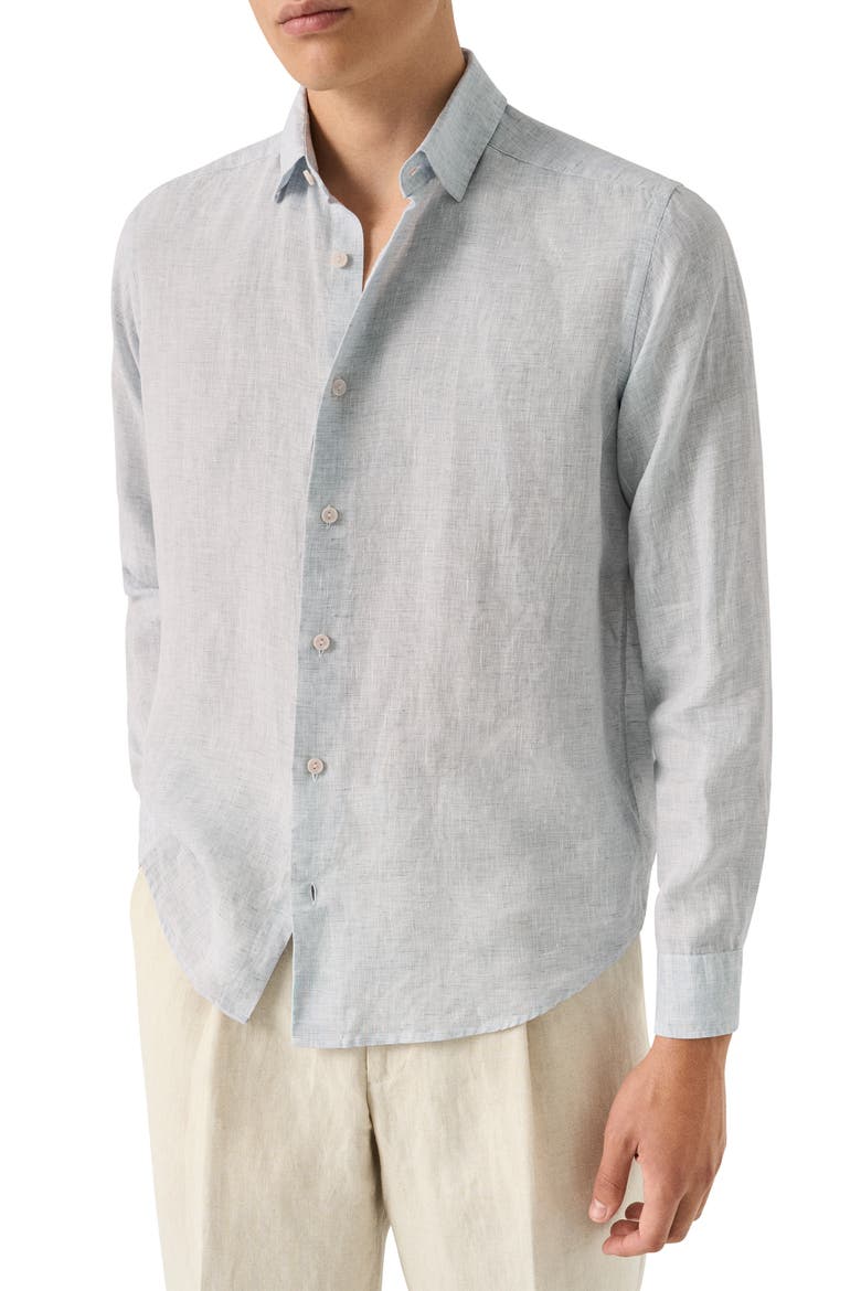 Regular Fit Linen Dress Shirt, Main, color, LIGHT BLUE