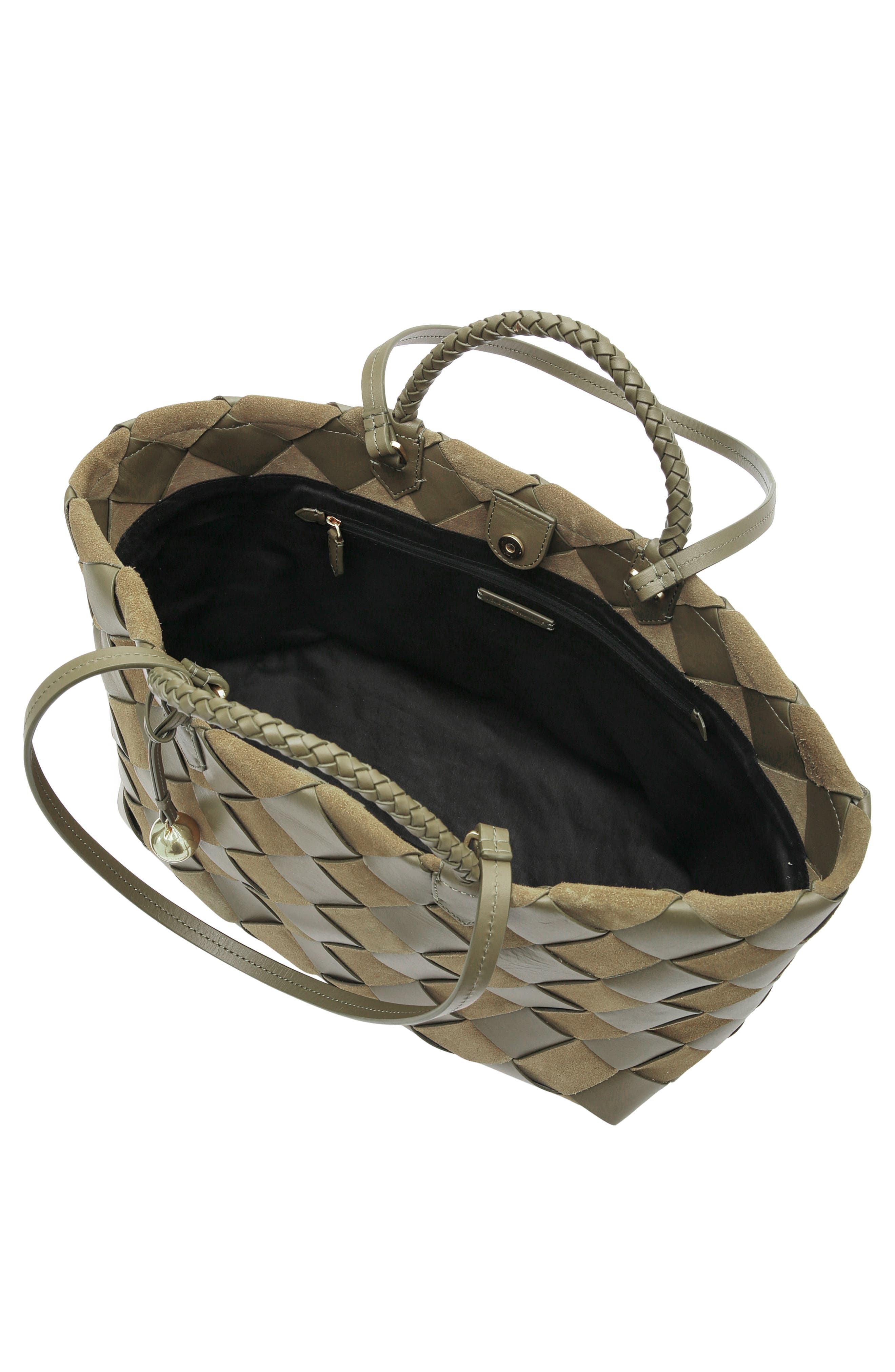 Rebecca Minkoff Mini Frankie Woven Leather Tote, Alternate, color, Willow