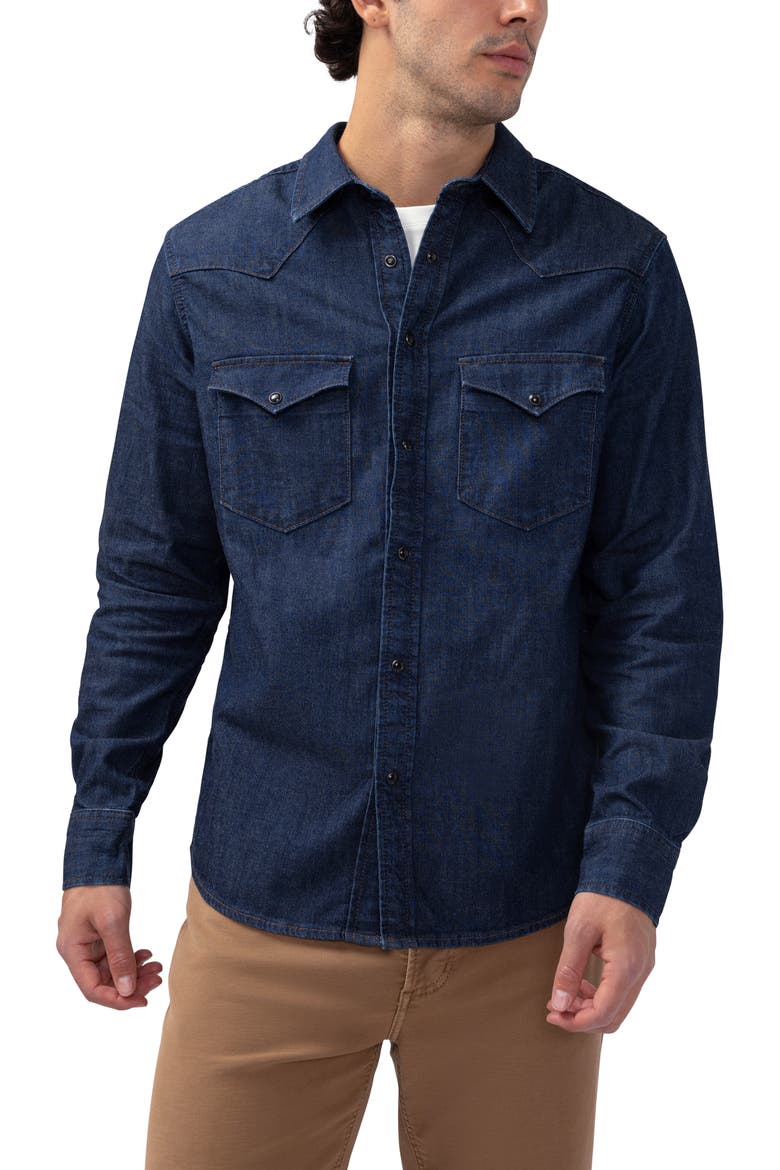 Long Sleeve Denim Western Shirt, Main, color, SWAGGER