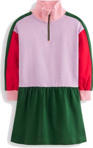 Mini Boden Kids' Colorblock Half Zip Sweatshirt Dress