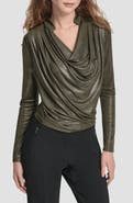DKNY Heather Foil Drape Top
