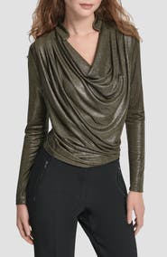 DKNY Heather Foil Drape Top