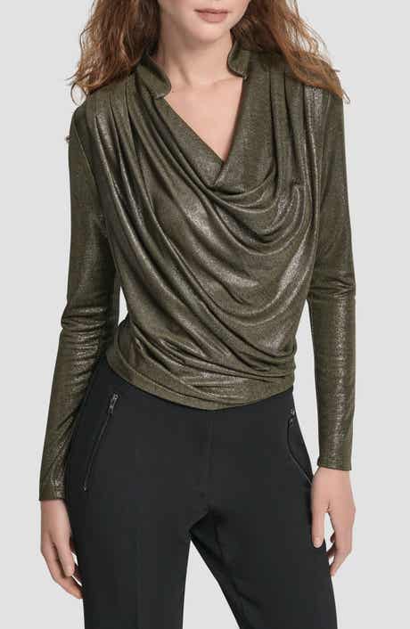 DKNY Heather Foil Drape Top