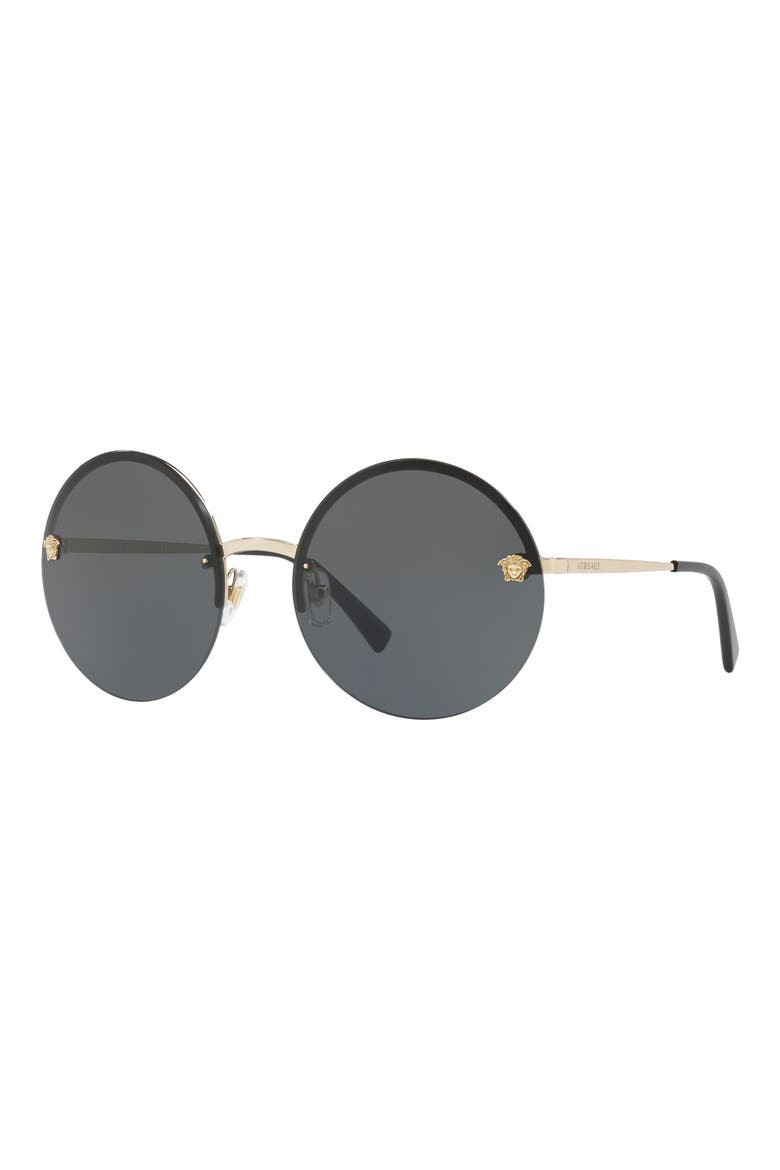 Medusa Logo 59mm Large Round Sunglasses, Alternate, color, PALE GOLD SOLID