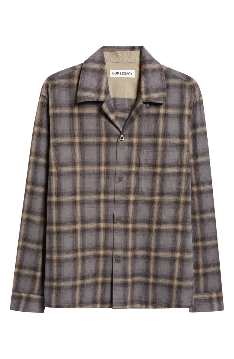 OUR LEGACY Heusen Brushed Plaid Long Sleeve Flannel Camp Shirt, Alternate, color,