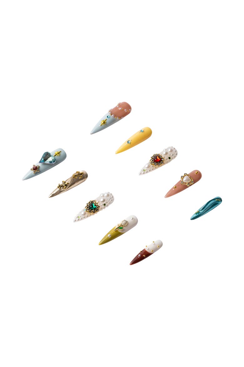 Majestic Fantasy Luxury Handmade Press On Nails, Alternate, color, Multicolor