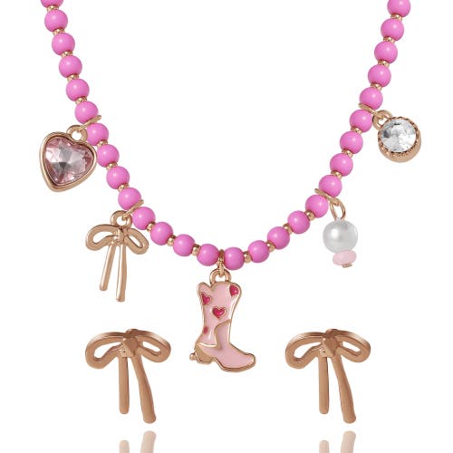 Jessica Simpson Kids Kids Charm Necklace & Earrings Set In Pink