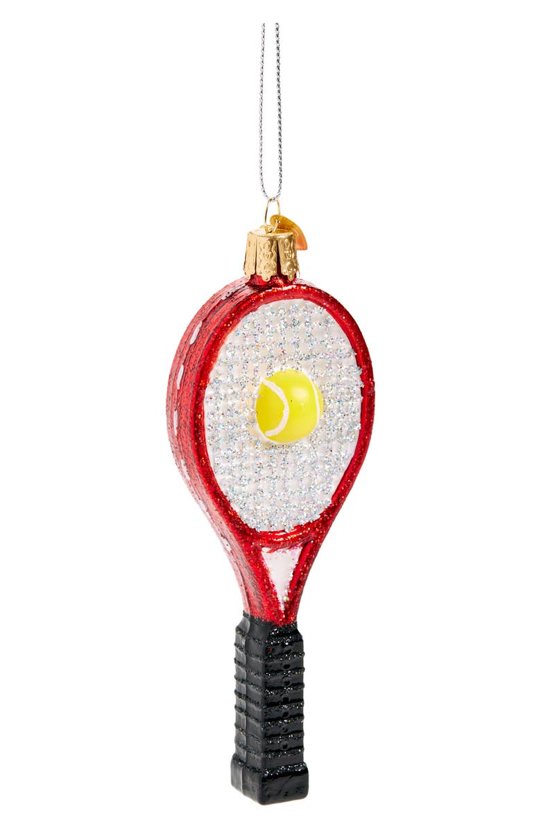 Old World Christmas Red Tennis Racquet Glass Ornament, Main, color, Red/ Silver/ Yellow