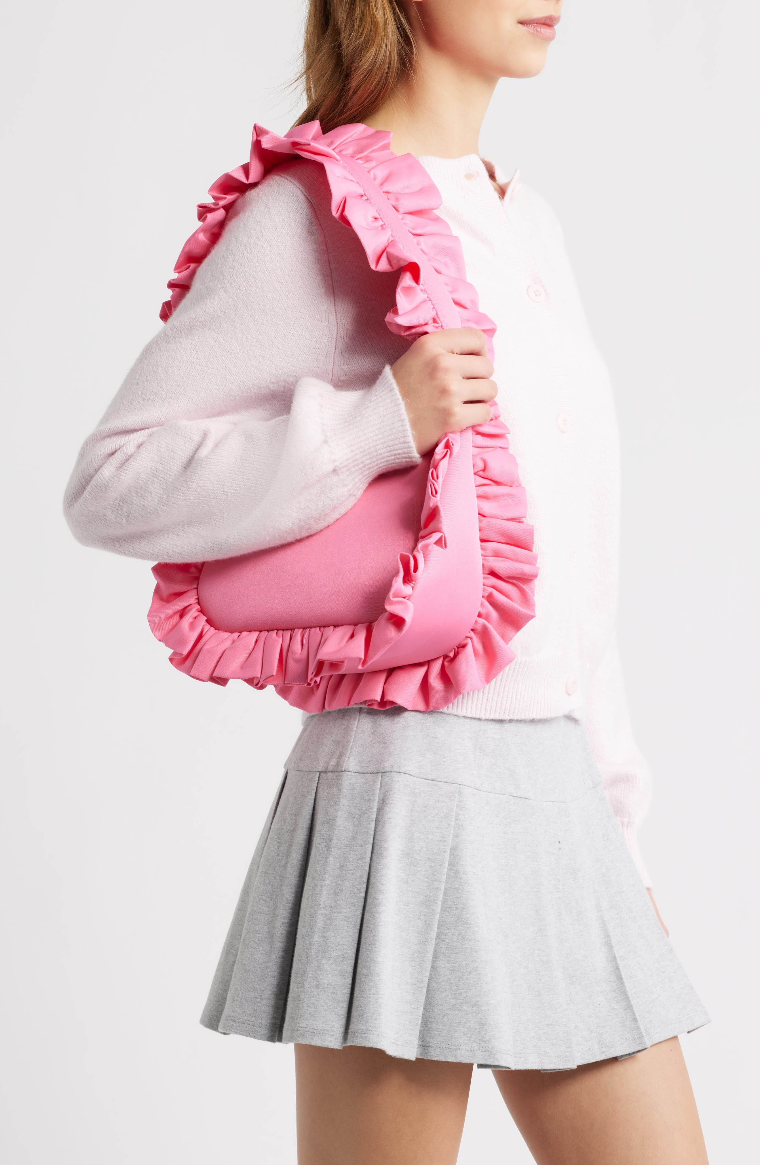 Original Ruffle Twill Tote, Alternate, color, DEEP PINK