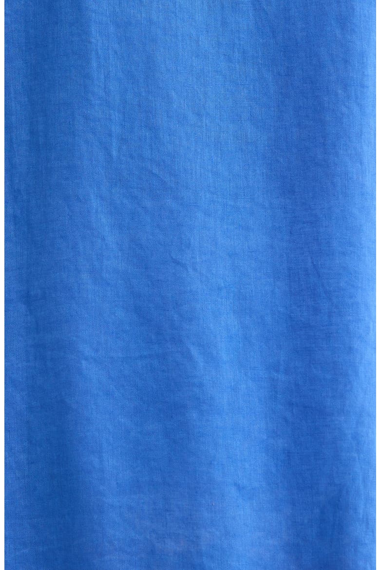Tie Front Long Sleeve Linen Cover-Up, Alternate, color, SAPPHIRE BLUE