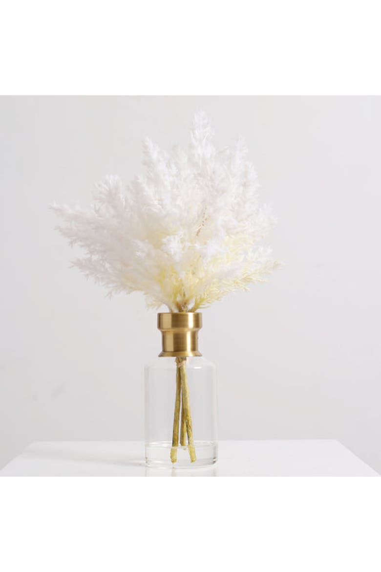 Bleached Pampas Grass Arrangement in Glass Bud Vase, Alternate, color, White Tall
