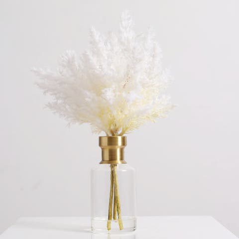 Bleached Pampas Grass Arrangement in Glass Bud Vase
