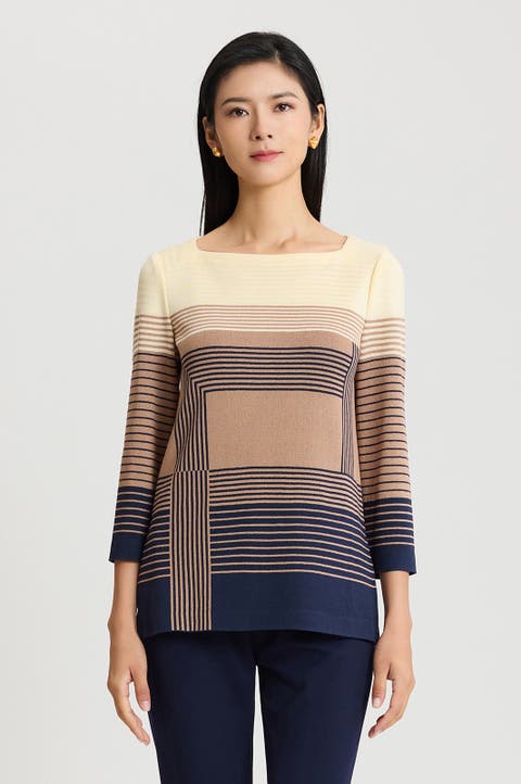 Ombre Stripe Soft Knit Tunic