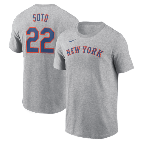Men's Nike Juan Soto Heather Gray New York Mets Fuse Name & Number T-Shirt
