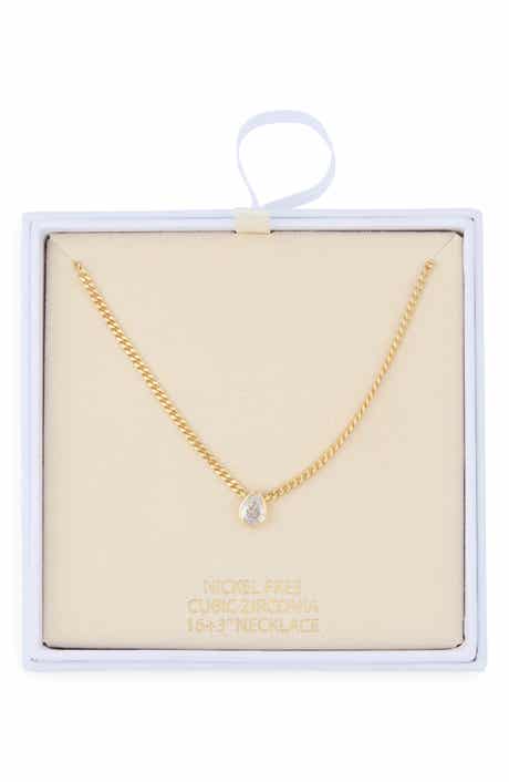 NORDSTROM RACK Pear Cut Cubic Zirconia Pendant Necklace