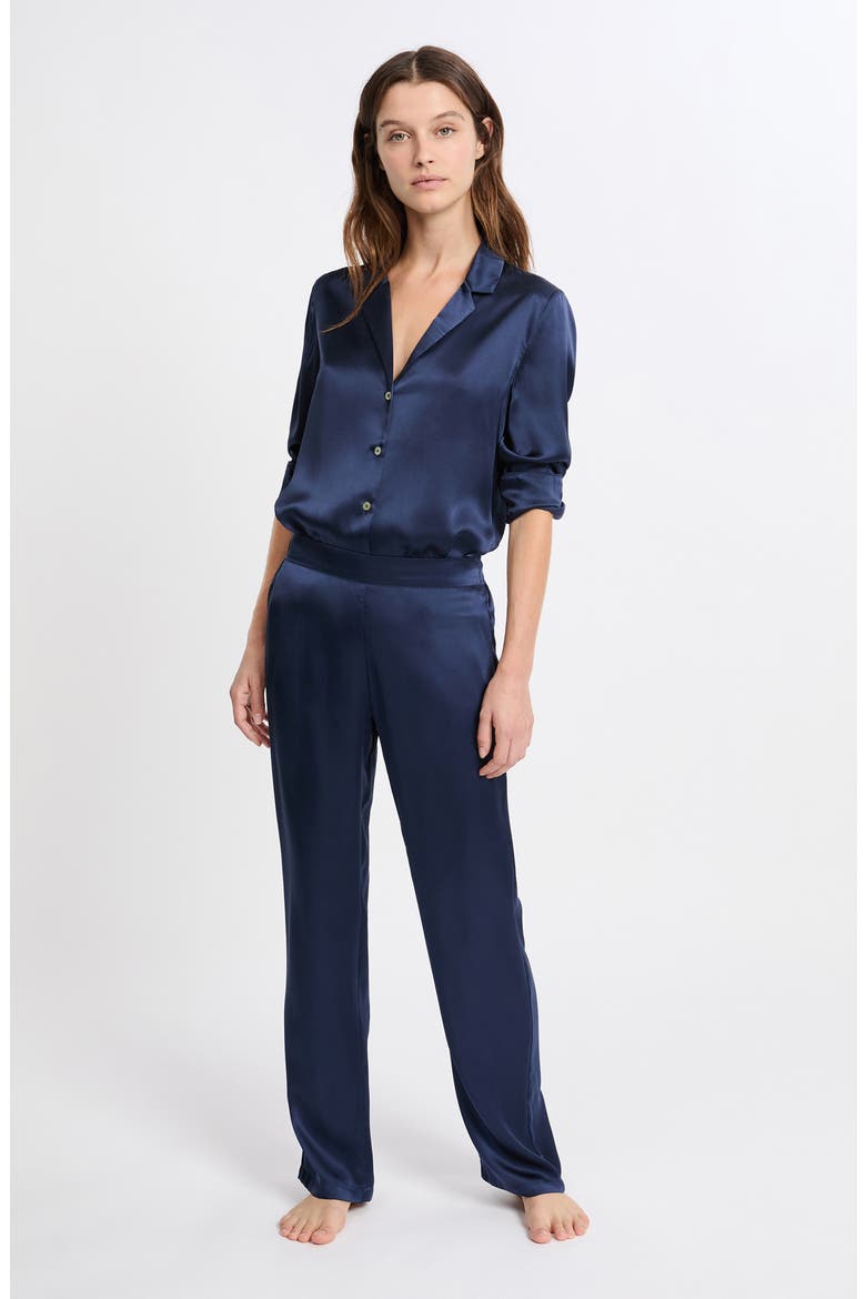 Pearly Silk Straight Leg Pajama Pants, Alternate, color, EARTHENWARE