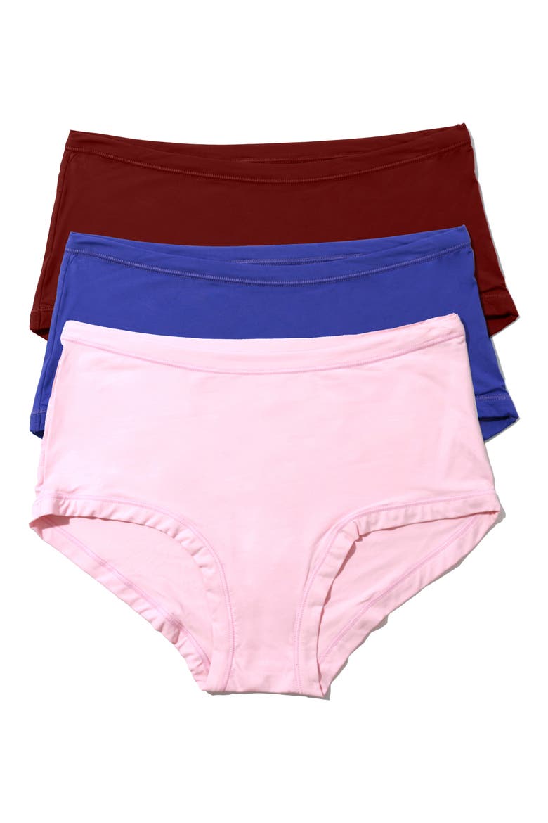YourFit™ Assorted 3-Pack Boyshorts, Main, color, BLISS/BLUE/MULLED WINE