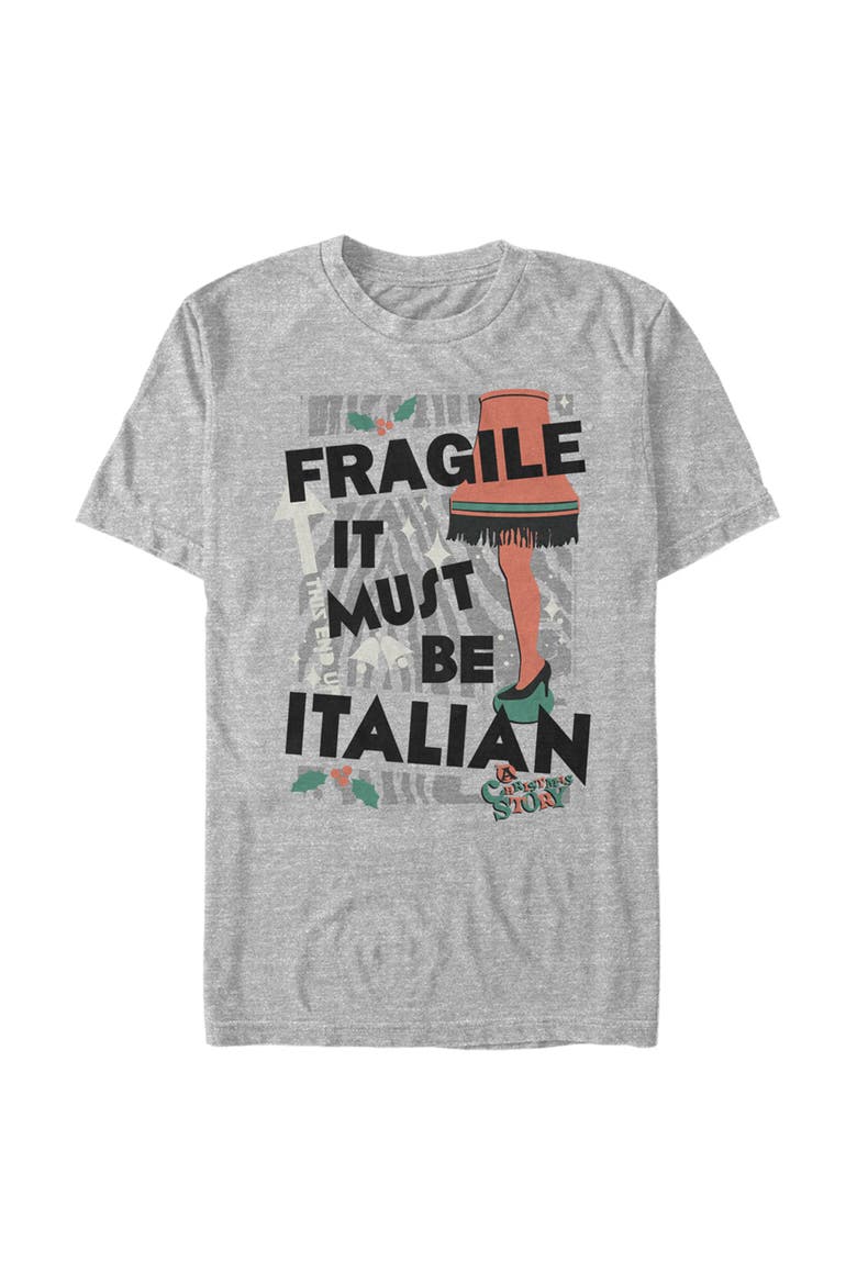 Men's A Christmas Story Fragile It Must Be Italian  Graphic T-Shirt, Main, color, Athletic Heather