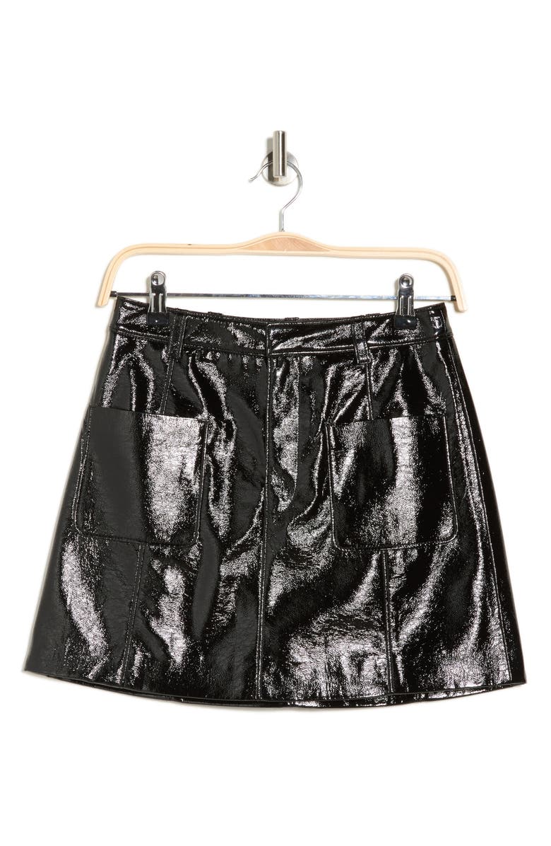 Cinq à Sept Tade Faux Leather Miniskirt, Alternate, color, Black