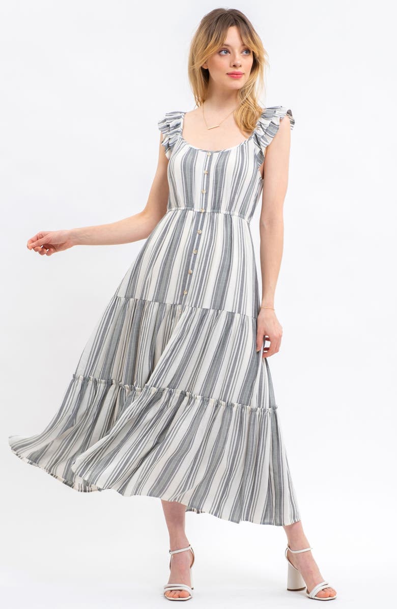 Blu Pepper Striped Maxi Dress, Alternate, color, Grey Multi