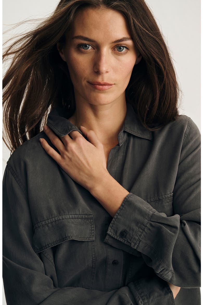 Luxe Touch Relaxed Fit Button-Up Shirt, Alternate, color, DARK SHADOW