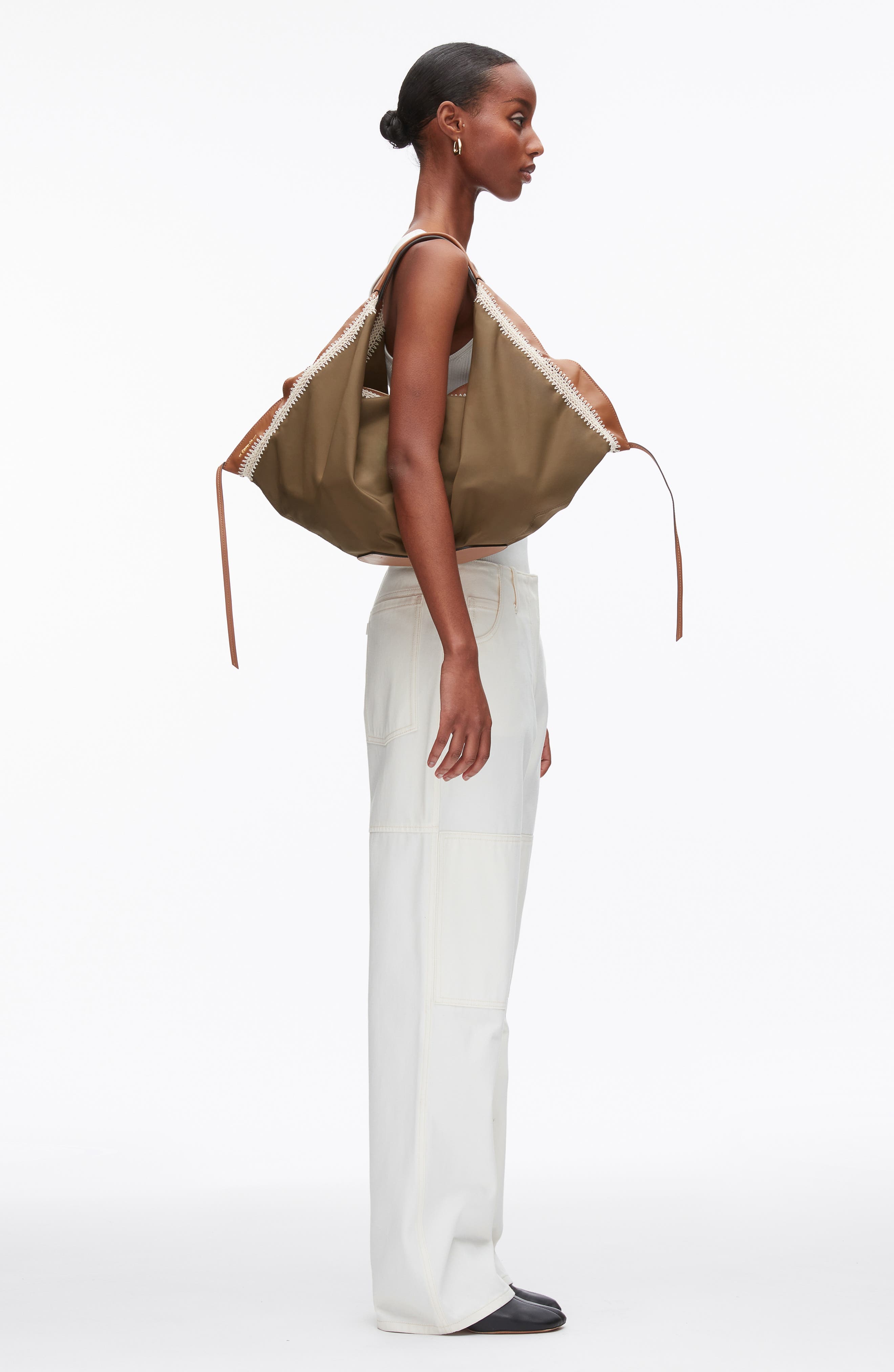 3.1 Phillip Lim Nylon Luna Bag with Contrast Stitch, Alternate, color, Mushroom