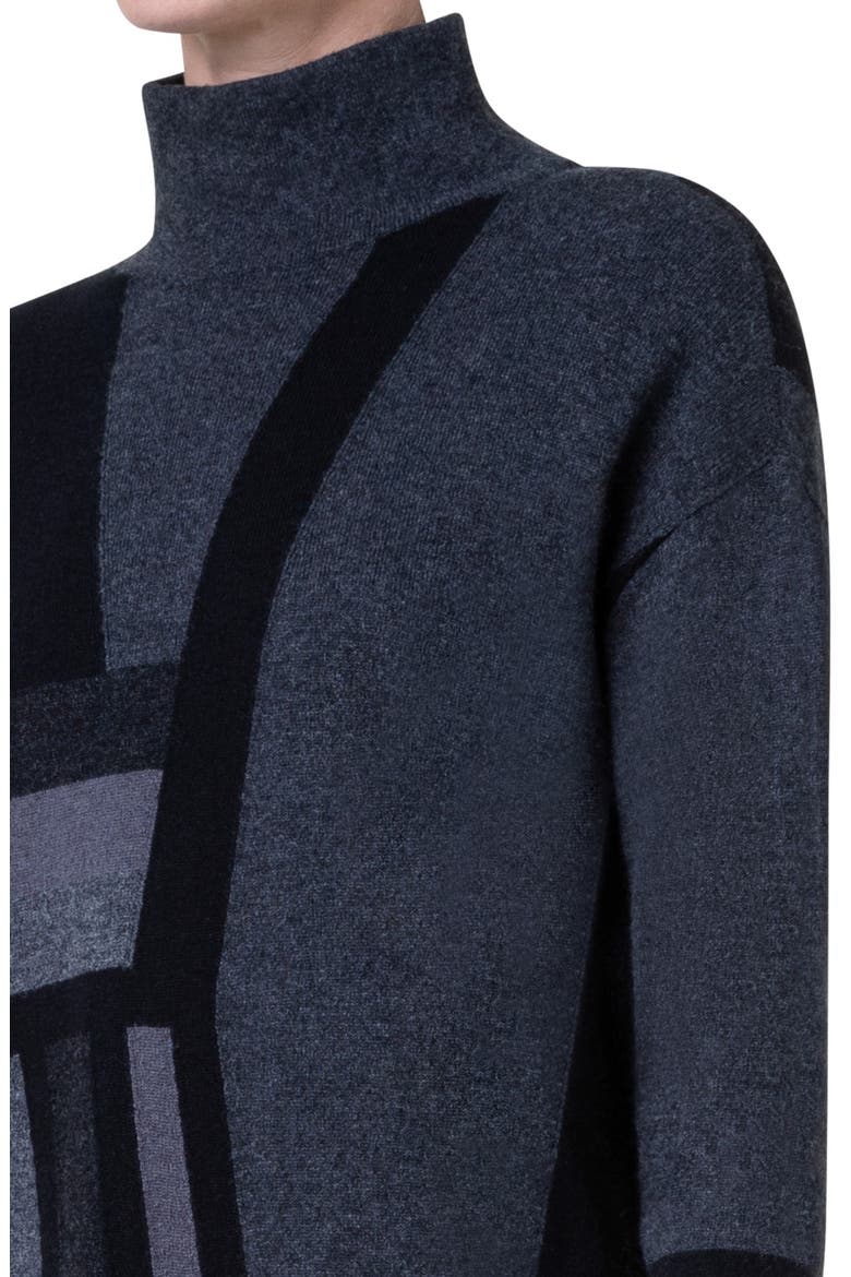 Abstract Print Long Sleeve Cashmere Sweater Dress, Alternate, color, 189 CHARCOAL-BLACK