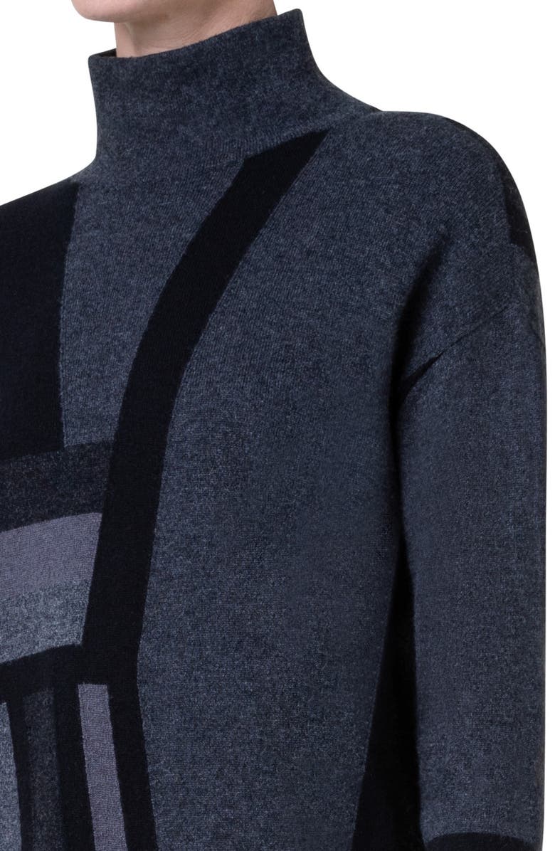 Akris Abstract Print Long Sleeve Cashmere Sweater Dress, Alternate, color,