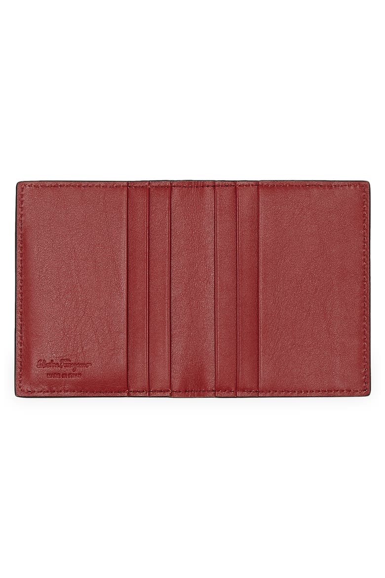 Revival Gancio Leather Card Case, Alternate, color, NERO RED FERRAGAMO