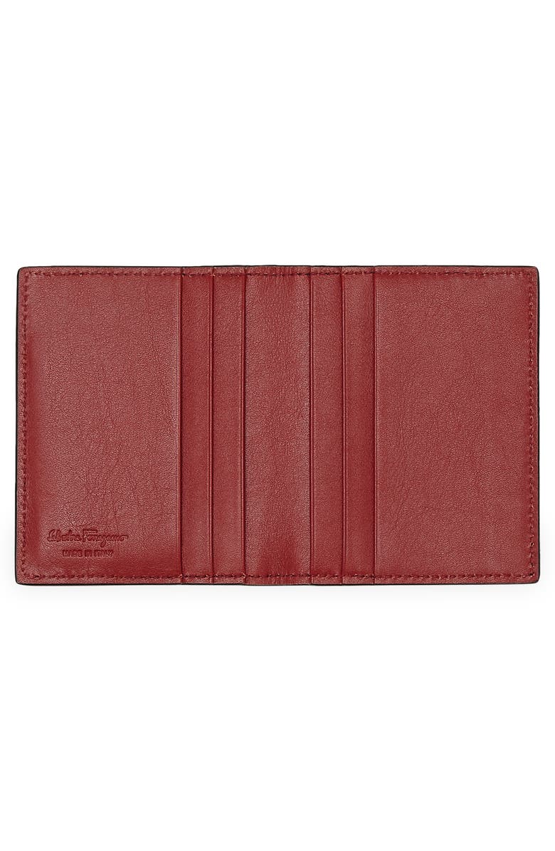 FERRAGAMO Revival Gancio Leather Card Case, Alternate, color, Nero Red Ferragamo