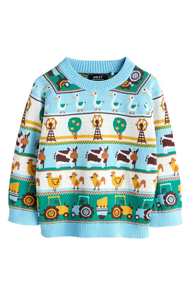 NEXT Kids' Farm Fair Isle Sweater, Main, color, Blue