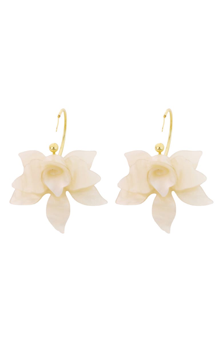 Panacea Resin Flower Earrings, Main, color, Ivory