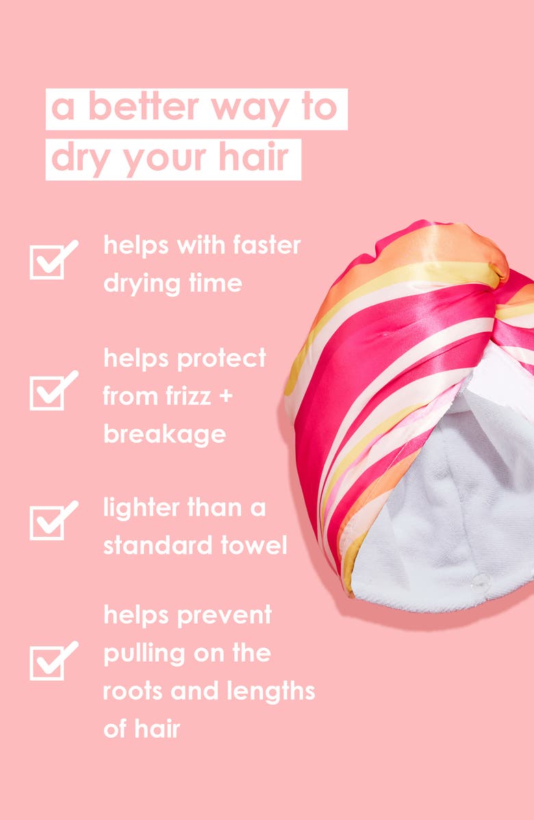 Grande Cosmetics GrandeHAIR Reversible Microfiber & Satin Twist Towel, Alternate, color, Pink