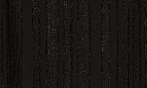Renee C Semisheer Stripe Short Sleeve Top In Black