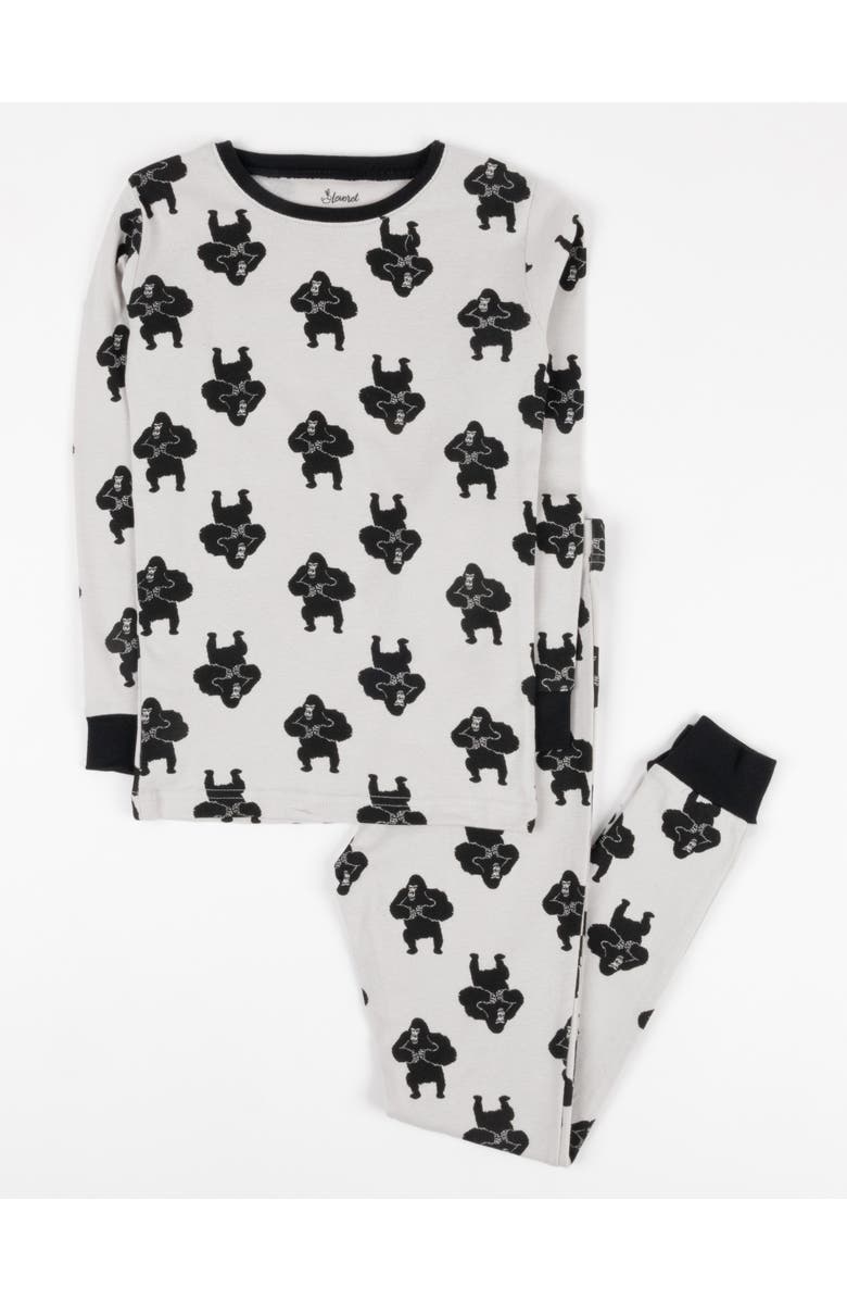 Leveret Kids Cotton Two-Piece Printed Pajamas, Animals & Characters, Main, color, Gorilla