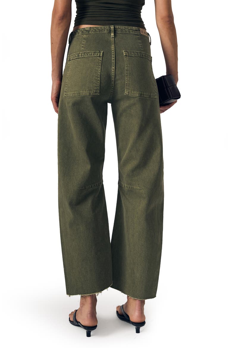 Raw Hem Barrel Utility Jeans, Alternate, color, OLIVE GREEN
