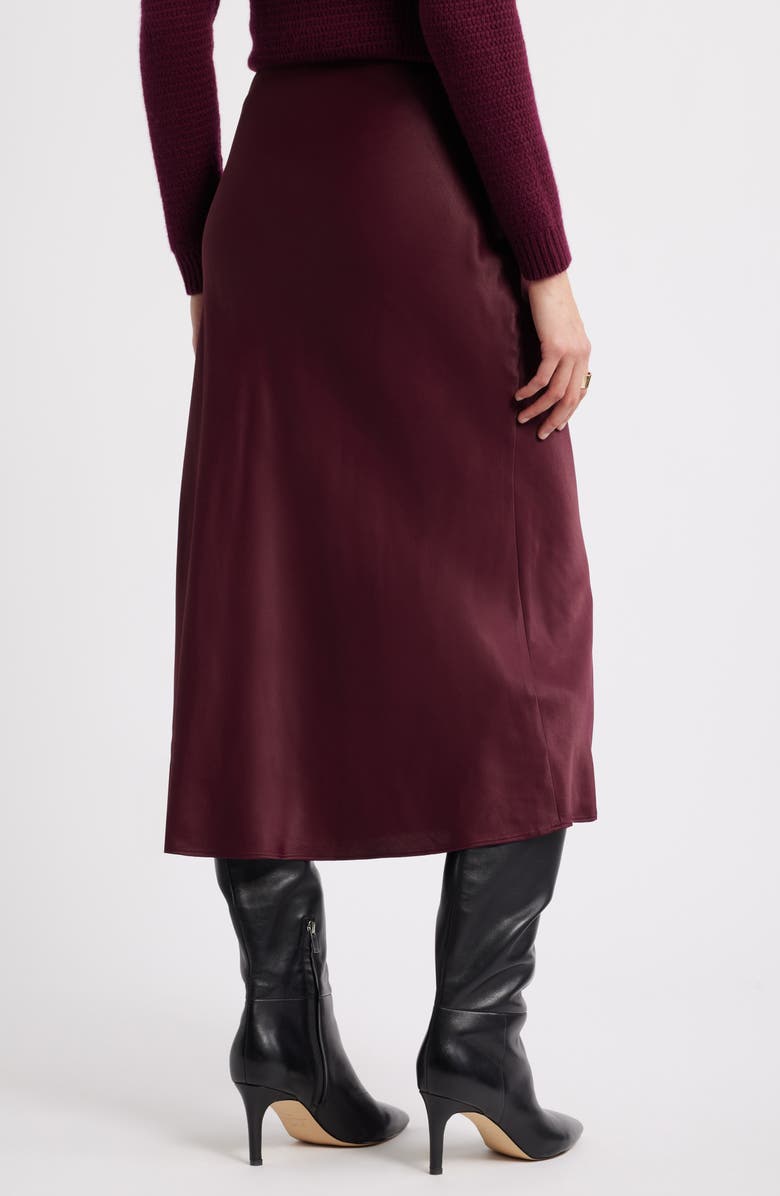 Nordstrom Bias Cut Satin Skirt, Alternate, color, Burgundy Royale